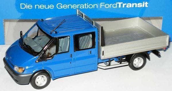 Ford Modellini d'auto: Ford Transit MK V Doppelkabine Pritsche 2000-2005 blau / – Nuovo e nell'imballaggio originale da Gerlafingen venduto da espero88