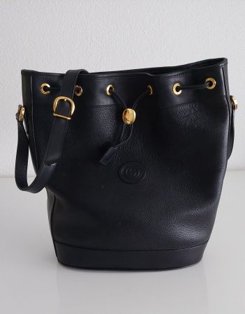 Vintage GUCCI Bucket Bag / Beuteltasche – Schwarzes Leder