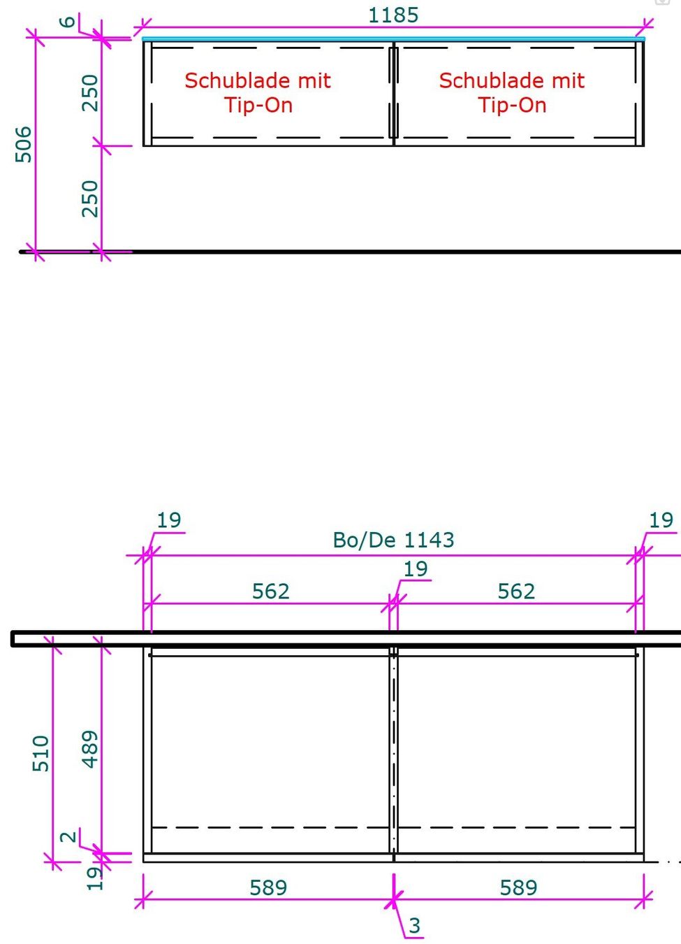 Mobili TV: Lowboard mit Glasabdeckung – Nuovo (secondo la descrizione) da Gränichen venduto da maerki5722 3