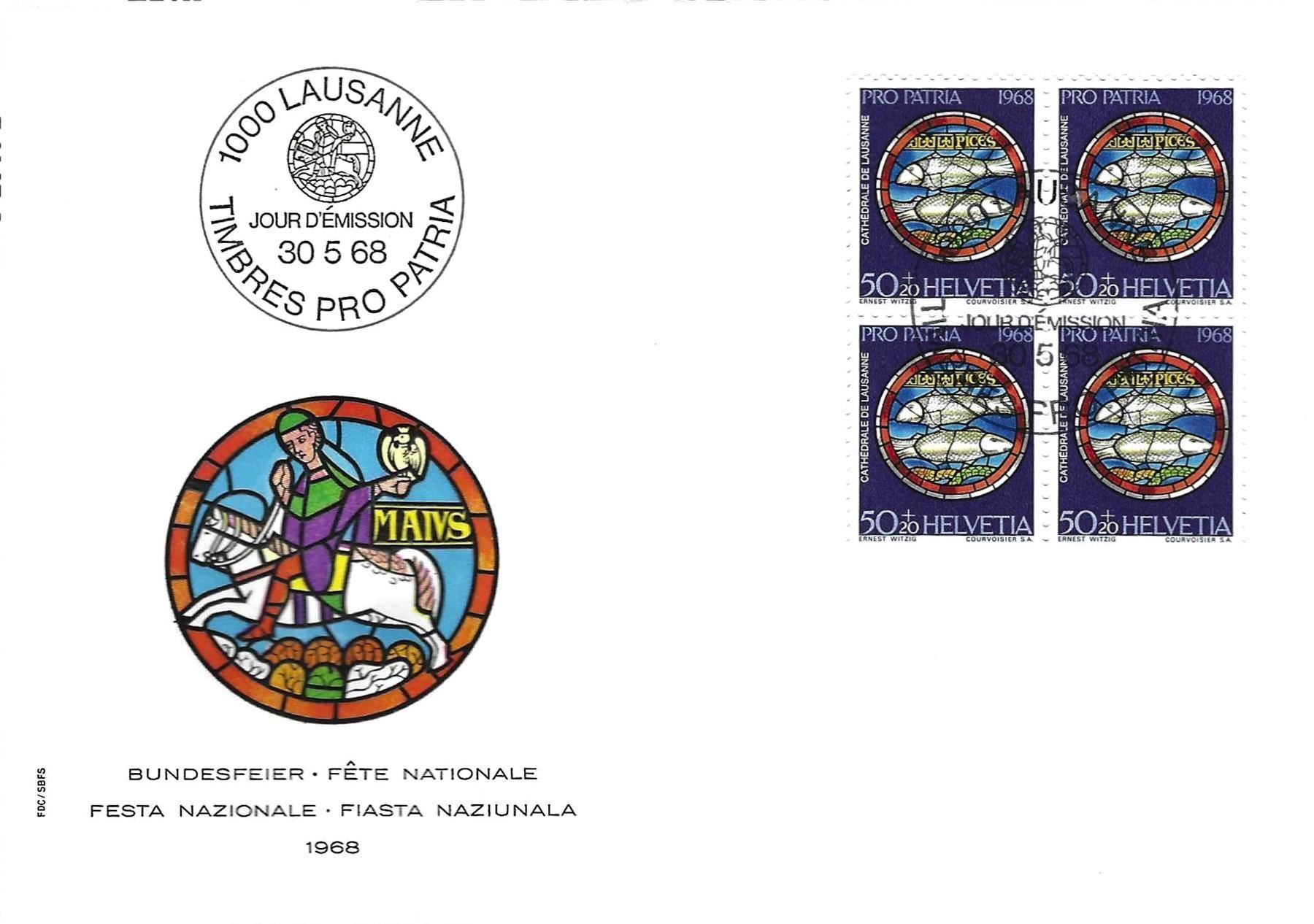 Tutti i francobolli: FDC Pro Patria  Viererblock 1968 – Usato da Koblenz venduto da Markenhimmel