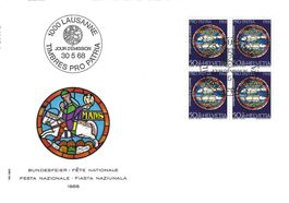 FDC Pro Patria  Viererblock 1968