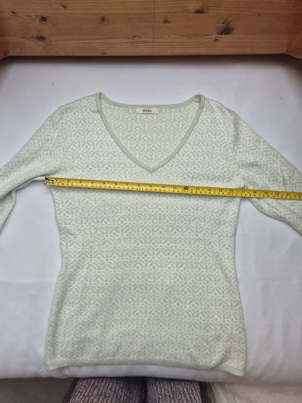 Maglioni & Felpe: Damen Pullover Maxa hellgrün Muster V-Ausschnitt gut – Usato da Zürich venduto da Drago670 6