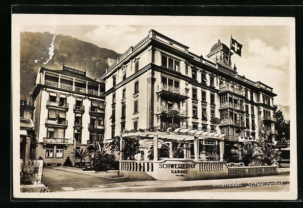 Cartoline postali: Interlaken, Schweizerhof mit Strassenpar – Usato da Berlin venduto da bartko-reher