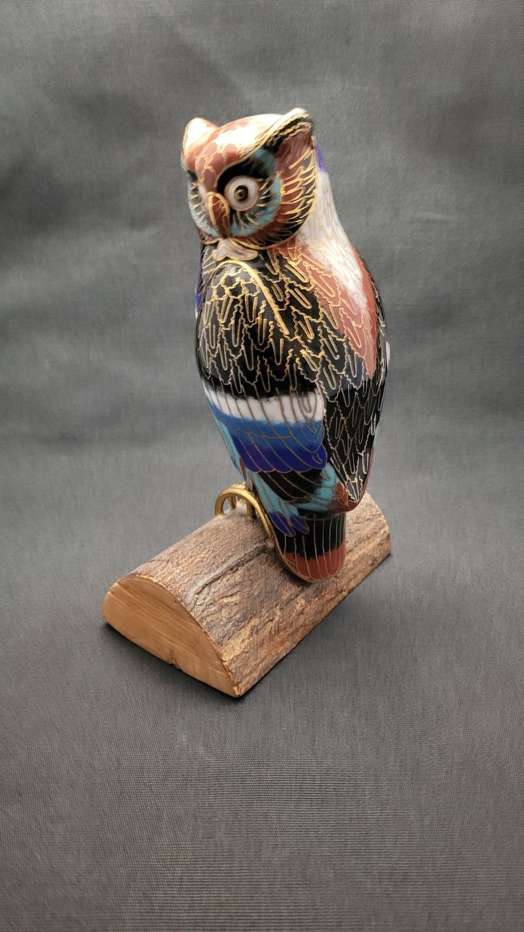 Figurines: Cloisonne-Eule auf Holzsockel – D'occasion à Basel par spinne02 5