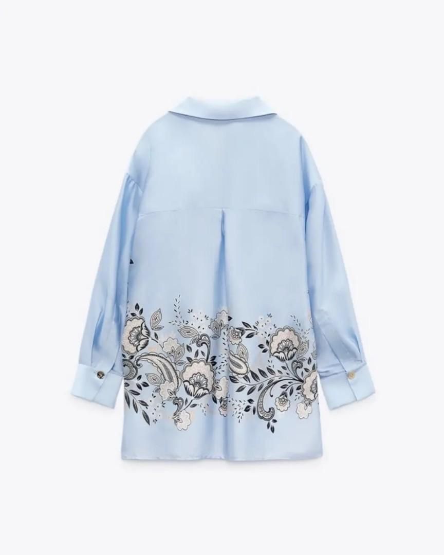 Zara Camicette: Zara oversized Satin Bluse in hellblau Gr.S – Usato da Altendorf venduto da PiaLang 1