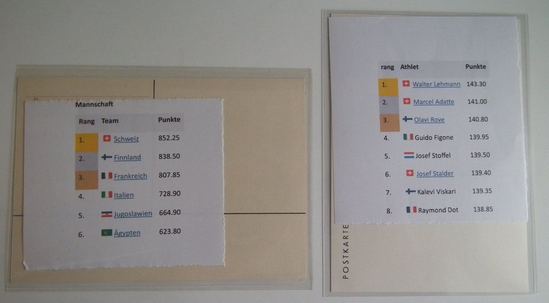 Cartoline postali: Basel 1950 Weltmeisterschaft Kunstturnen,  zwei Postkarten – Usato da Kriens venduto da WULLU99 1