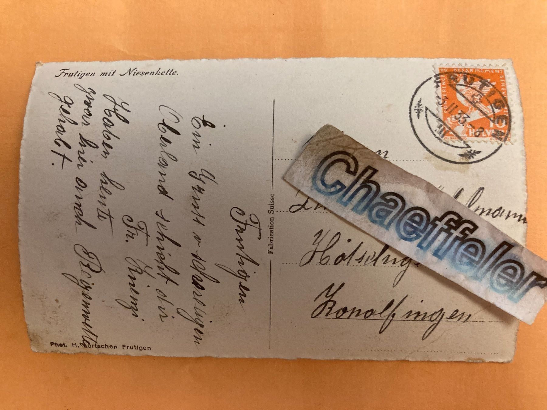 Cartoline postali: 1933 Frutigen mit Niesenkette – Usato da Zürich venduto da Chaeffeler 1