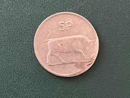 5 Pence Irland 1976 Stier Harpfe