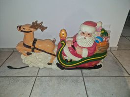 Leuchtende Weihnachtsdeko Santa mit Schlitten & Rentier
