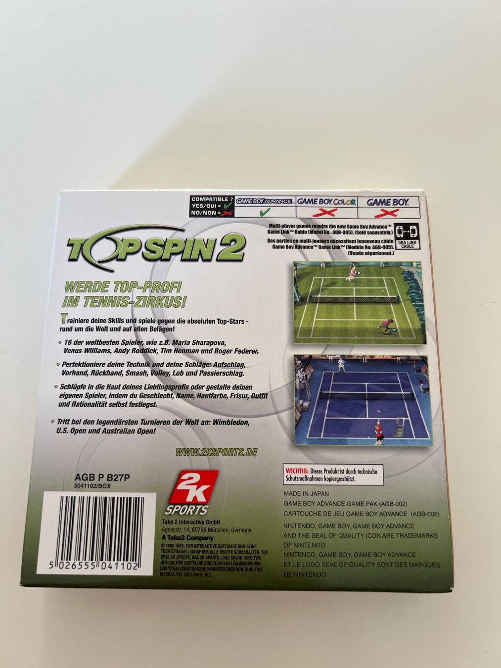 Nintendo Giochi: Top Spin 2 Gameboy Advance  🎾 – Usato da Altstätten SG venduto da sheamus 2