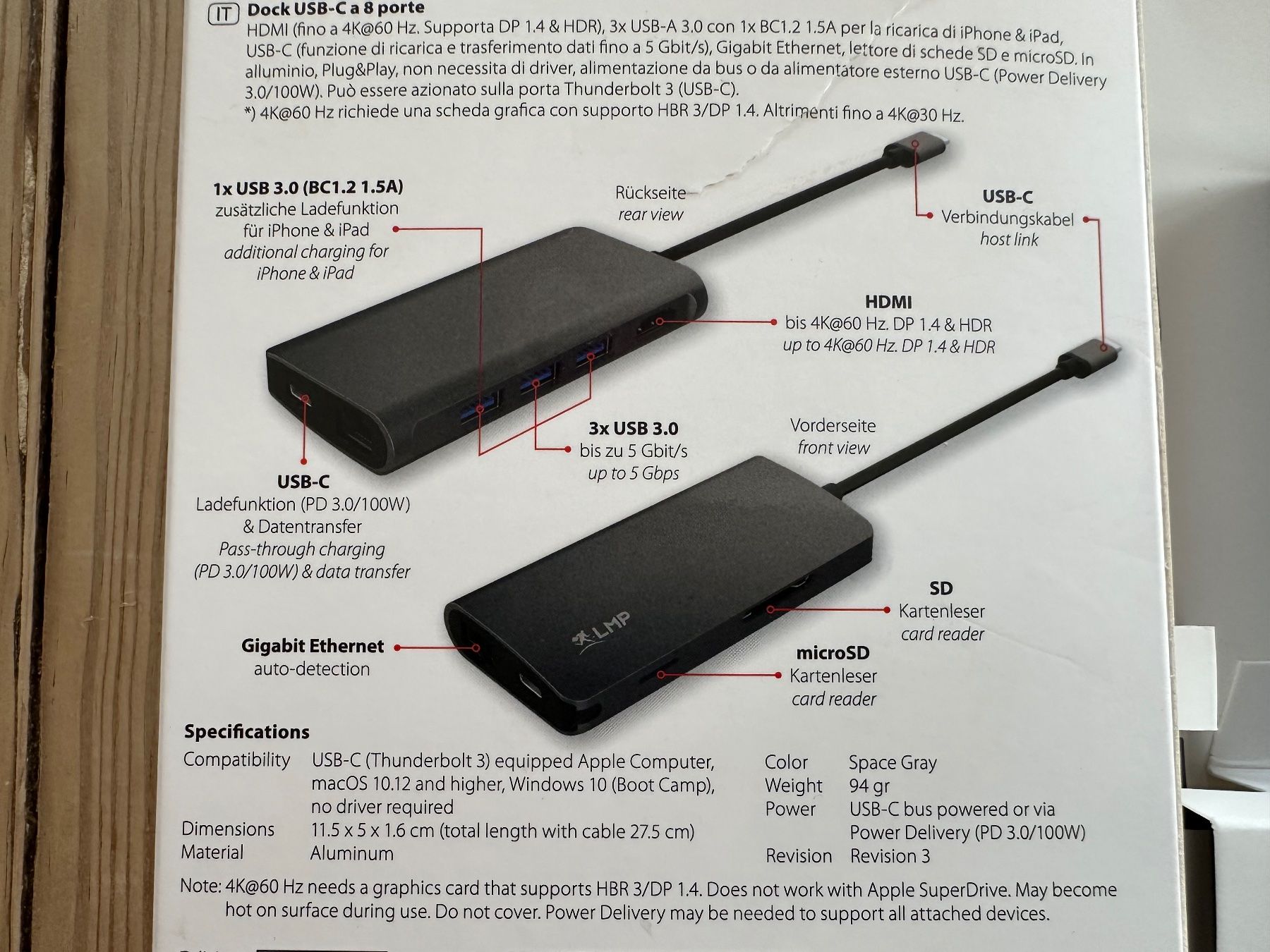 Hub & Switch: USB-C mini dock Multi ports LMP Multi HUB HDMI USB3 Ethernet – Nuovo (secondo la descrizione) da Lugano venduto da Mat_0_taM 1