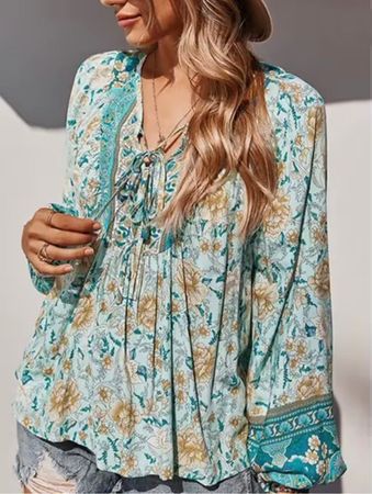 Sommerbluse, Hippie Bluse, Boho Bluse, Gr. 36, NEU, türkis