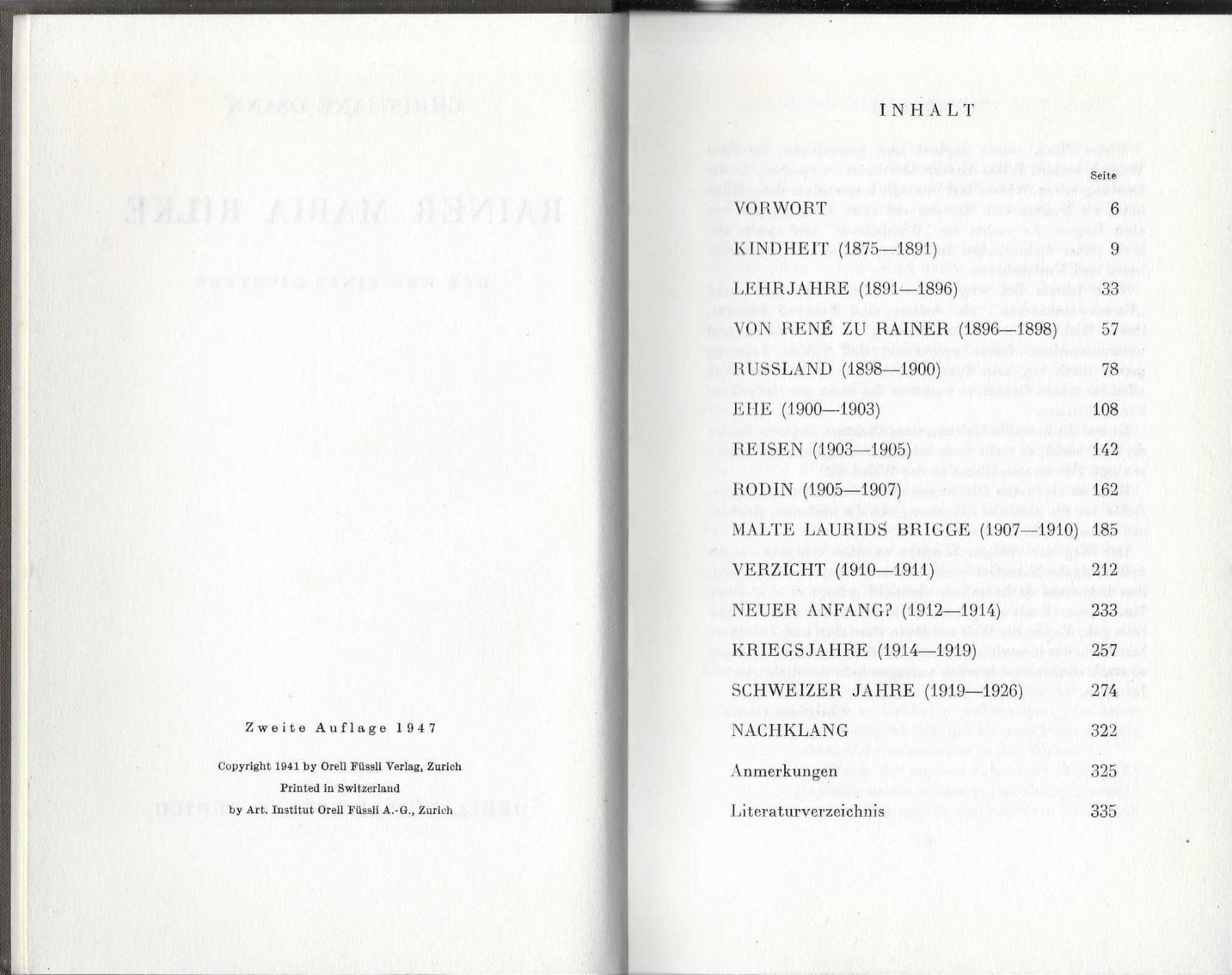 Bücher: Rainer Maria Rilke - Der Weg eines Dichters 1947 – Gebraucht aus Flims - Dorf von Stagediver 1