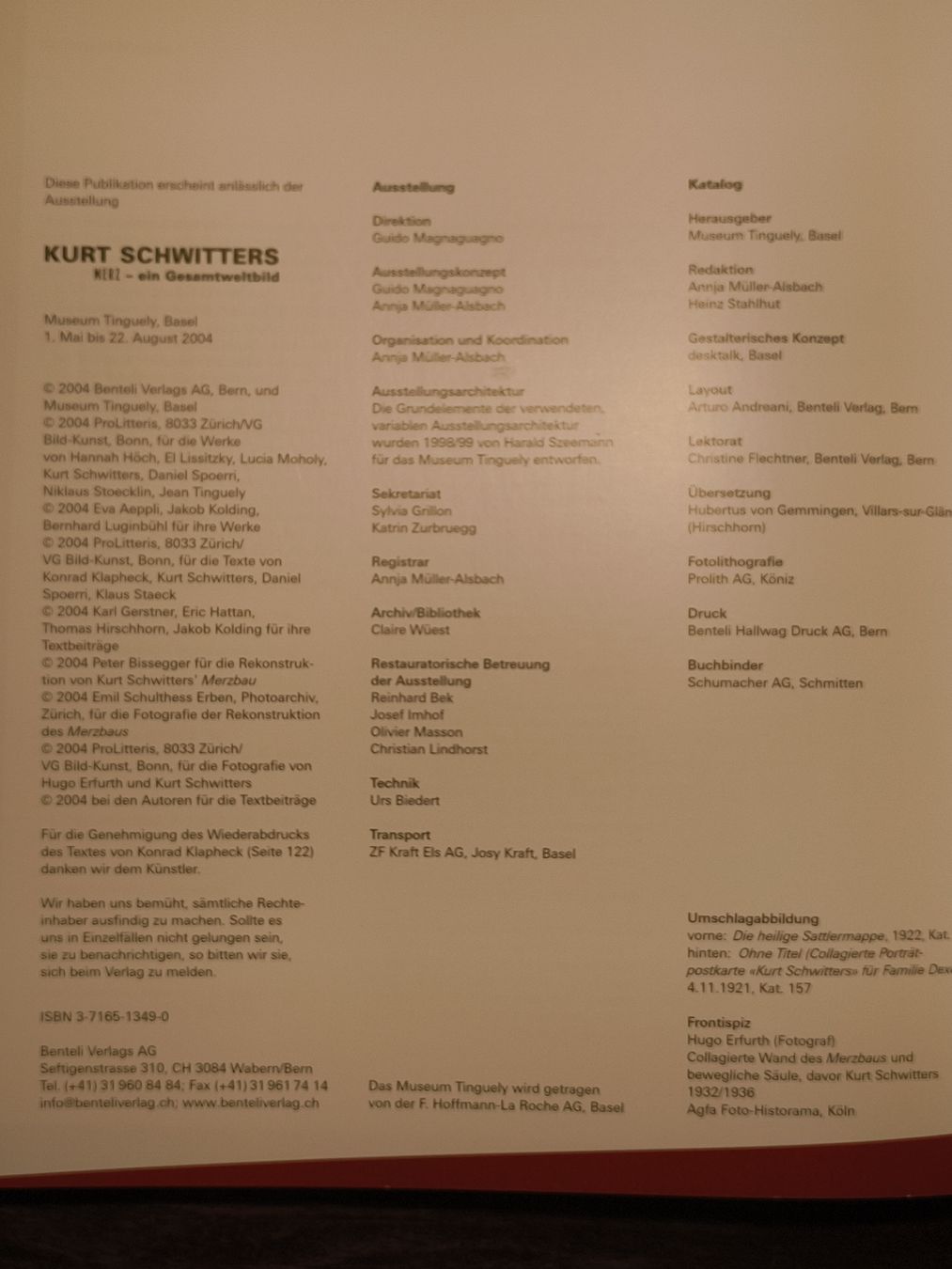 Libri: Kurt Schwitters. MERZ - ein Gesamtweltbild Benteli Tinguely – Usato da stettlen venduto da VintageBern_ch 2