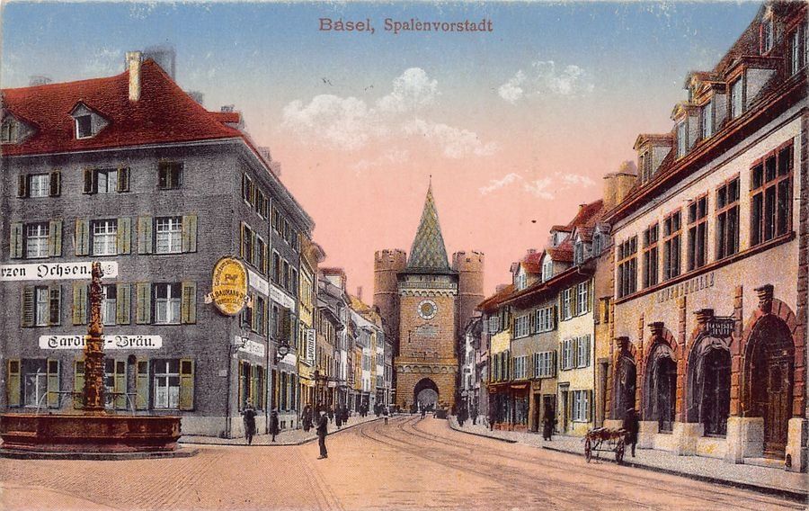 Cartoline postali: Basel, Spalenvorstadt, gel. 1925 Feldpost – Usato da Frauenfeld venduto da POML