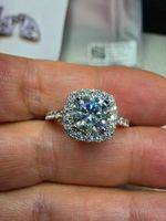 Bague argent avec diamant de moissanite de 2 ct certifié GRA