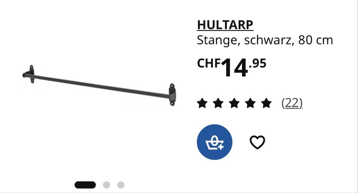 Ikea Supporti a parete: IKEA Hultarp Stange – Usato da Grub AR venduto da Struwwelpetra 1