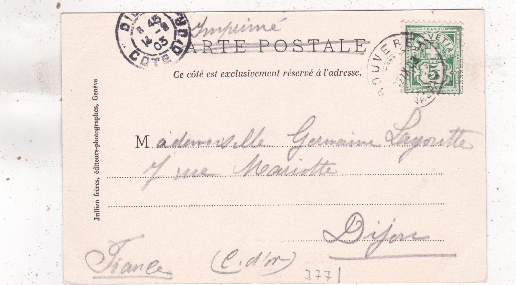 Cartes postales: Montreux 1903 – D'occasion à Herisau par Lisegrat2008 1