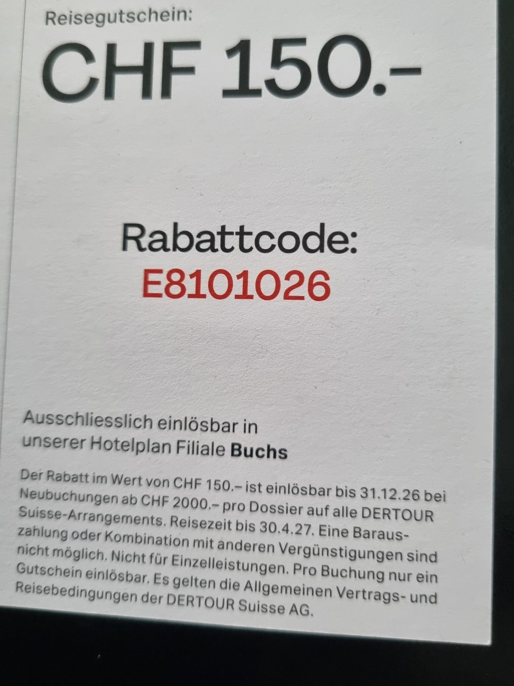 Buoni: Reisegutschein – Nuovo (secondo la descrizione) da Aarau venduto da Abegglen_PA 1