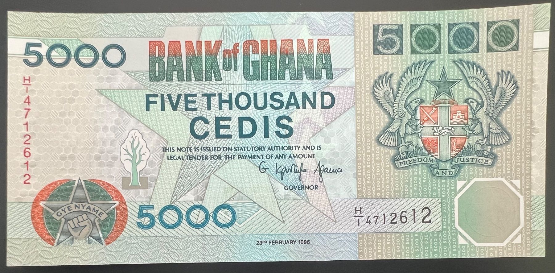 Banconote: Ghana 5000 Cedis 1996 - non circ./unz – Nuovo (secondo la descrizione) da Tramelan venduto da MHK79