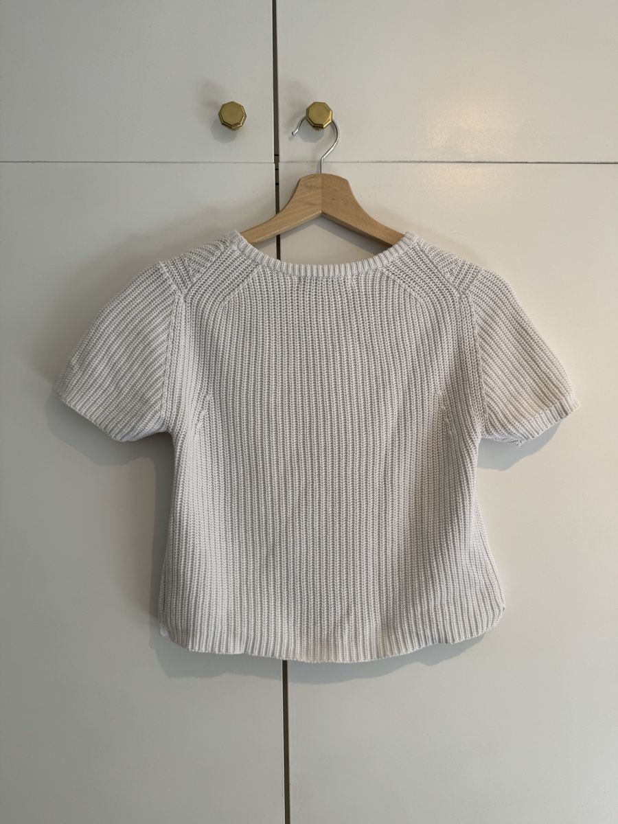 Zara T-shirt: Tshirt Zara blanc knit - Taille M – Usato da Genève venduto da sar_852v 2