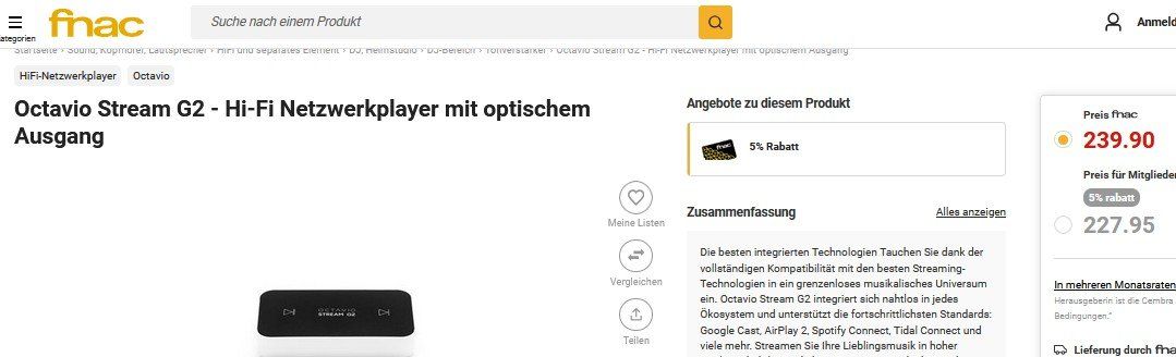 Multimediaplayer & Streamer: Octavio Stream - Hi-Fi Netzwerkplayer / Streamer – Gebraucht aus Collonges von arashee 4