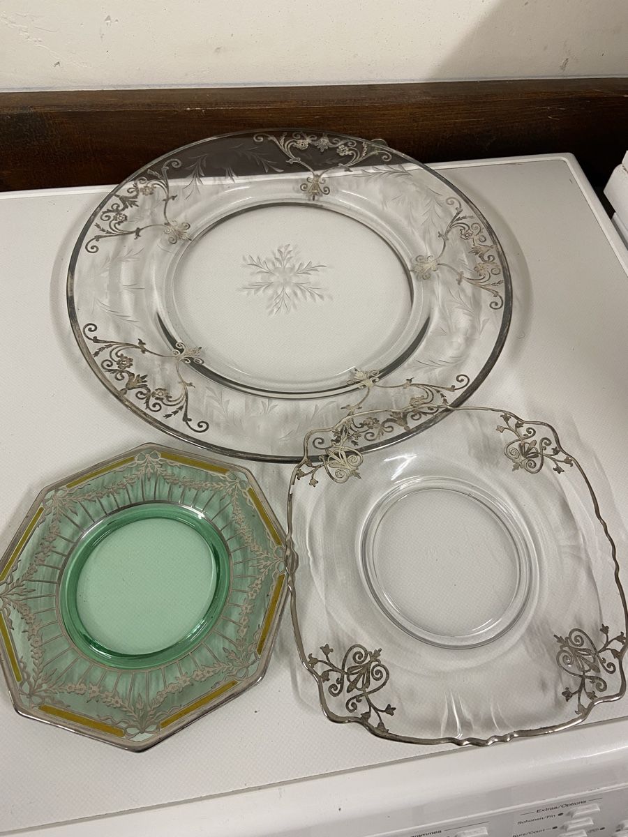 Piatti: Dessertteller, Glas mit Silberdekor, 4 Stk. – Usato da Dietikon venduto da brocki-eyra
