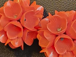 Vintage orange Flower Power Ohrclips, 70er Jahre
