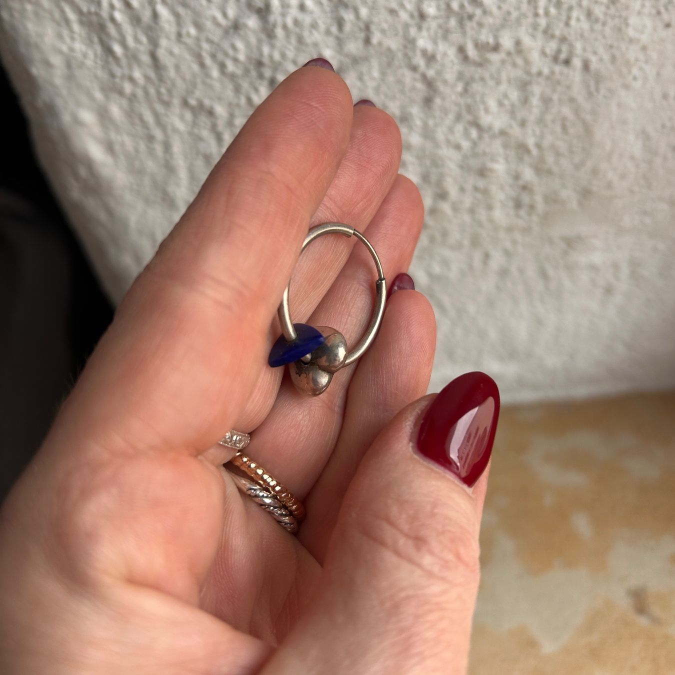 Orecchini pendenti & Orecchini a lobo: 1 Silberner Ohrring "Lapislazuli + Herz" – Usato da Dittingen venduto da Bellevista 1