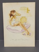 Postkarte Vintage Neujahrskarte, Pin-up Motiv