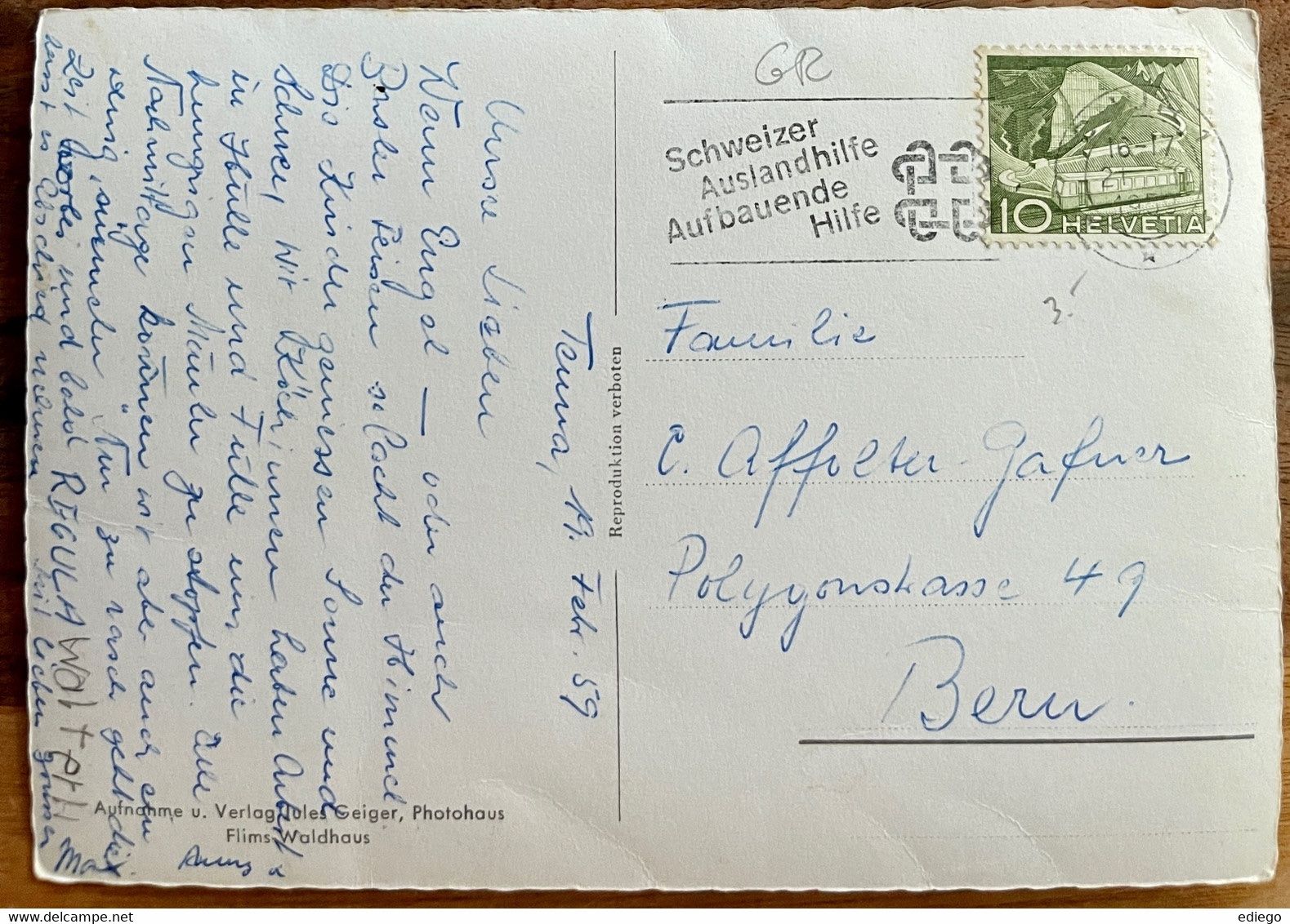 Cartoline postali: TENNA - SAFIEN 1959 – Usato da Lutry venduto da Ediego 1