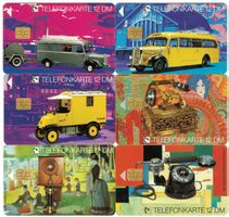 6 Telefonkarten Deutschland E-Serie Postauto, hist. Telefon