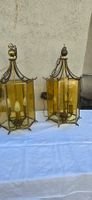 2 Pendelleuchte, Laterne aus Messing und Glas