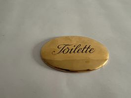 Dekoratives Türschild «Toilette» in Goldoptik