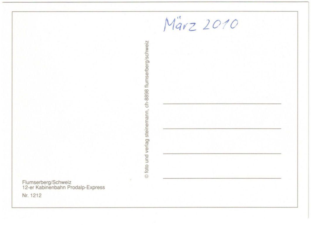 Cartoline postali: Flumserberg - Gondelbahn Prodalp-Express – Usato da Binningen venduto da Mountainrider 1