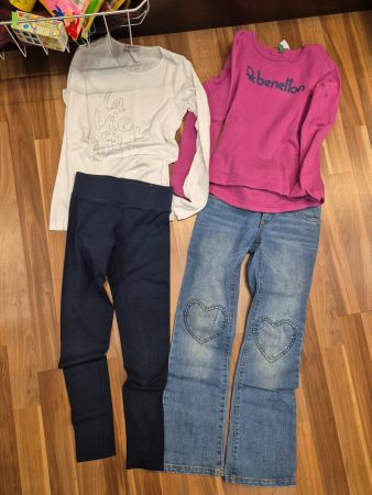 Mädchen Kleiderpaket Gr.134 140  Shirt Hose Leggings K7