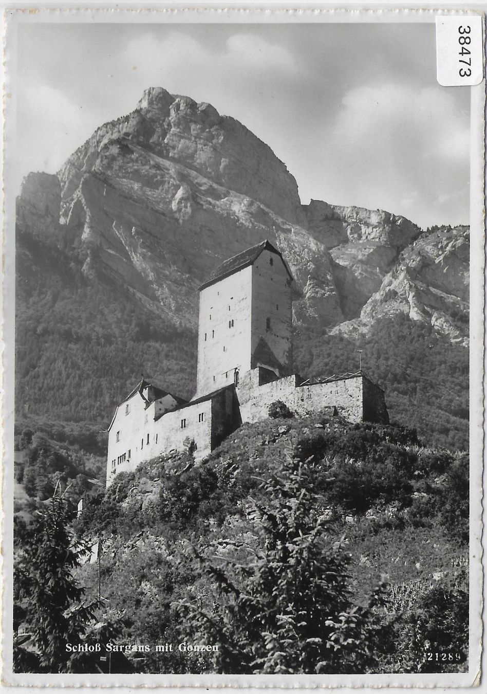 Ansichtskarten: Schloss Sargans mit Gonzen – Gebraucht aus Ettingen von Kartenplanet