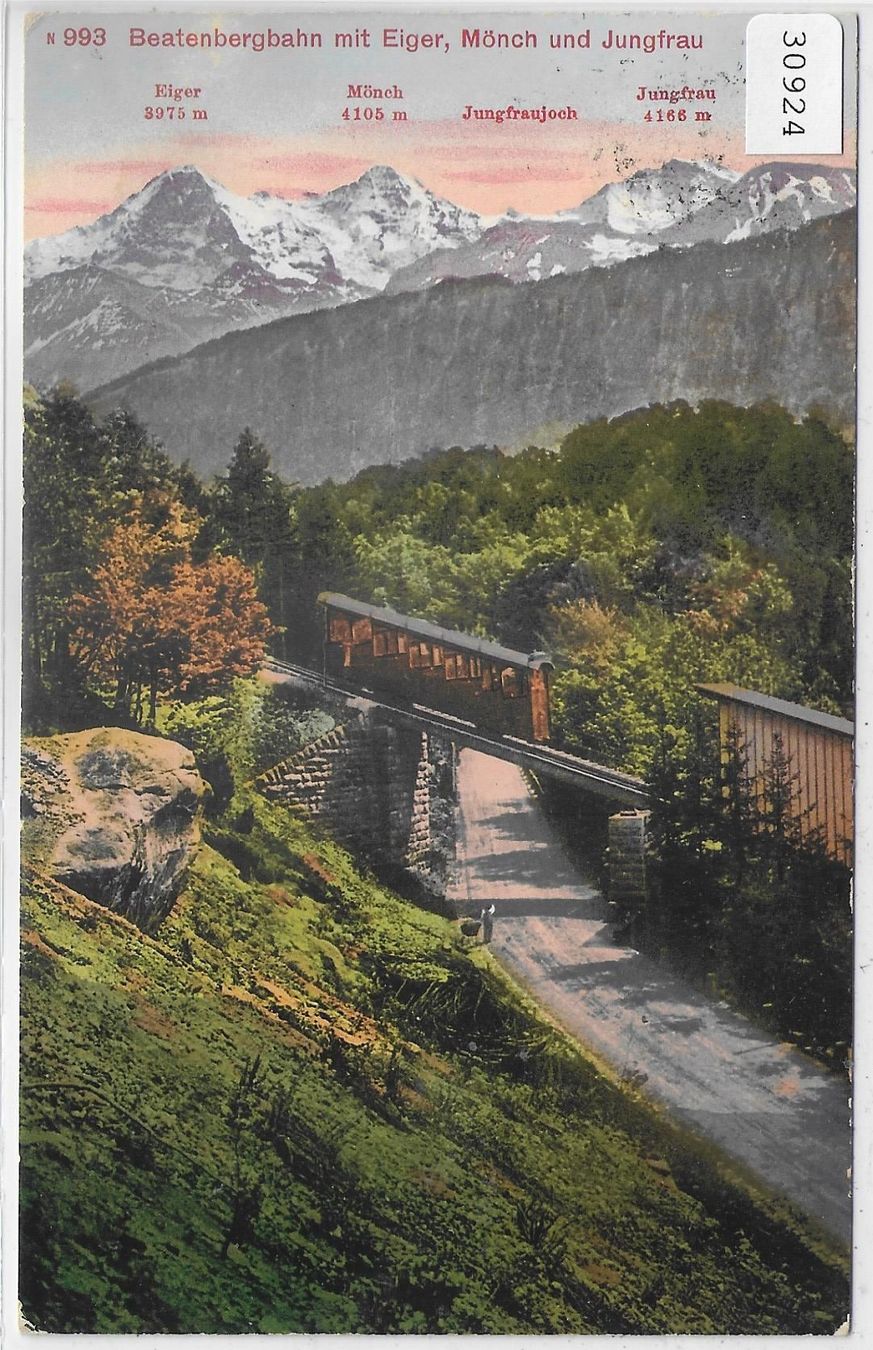 Cartoline postali: Beatenbergbahn mit Eiger, Mönch und – Usato da Ettingen venduto da Kartenplanet