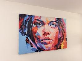 Grosses Wandbild Frauengesicht abstrakt farbenfroh Leinwand 