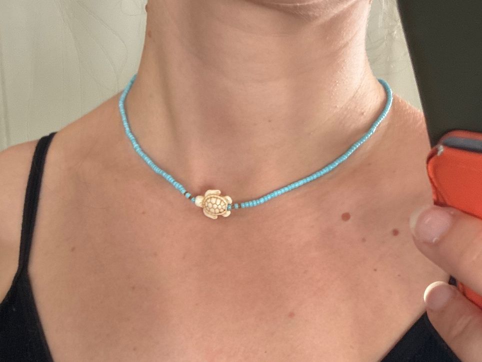 Catenine: Beaded necklace light blue with turtle charm used – Nuovo e nell'imballaggio originale da Zürich venduto da and_bbr2 4