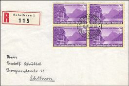 FDC Pro  Patria  ZNr. 1 y  Viererblock  ʘ SOLOTHURN  1.VI.38