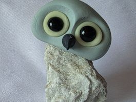 Eule Figur Naturstein Handgemacht siehe Foto