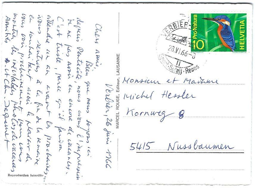 Cartoline postali: AK Verbier et les Ruinettes - 1966 – Usato da Rheinfelden venduto da wil_m7gh 1