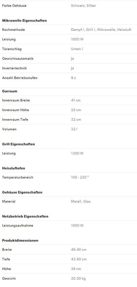 Elettrodomestici da cucina: Panasonic NN-CS894SWPG – Nuovo (secondo la descrizione) da Dürrenäsch venduto da Fleder 3