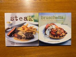 Kochbücher: Steak & Bruschetta - in neuwertigem Zustand
