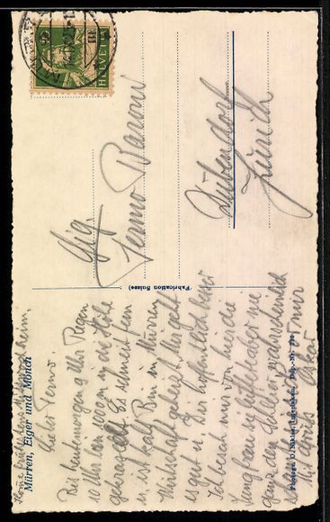 Cartoline postali: AK Mürren, Ortsansicht mit Eiger und Mönch – Usato da Berlin venduto da bartko-reher 1