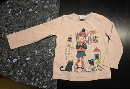 Rosa Langarmshirt mit Print in Gr. 92