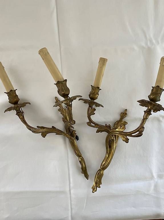 Lampade: Paire d appliques bronze doré  – Usato da Aigle venduto da Laurent1188