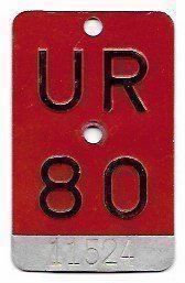 Insegne: Velonummer Uri UR 80 – Usato da Bülach venduto da anska