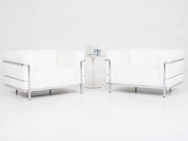 Cassina LC3 Sessel von Le Corbusier in weissem Leder